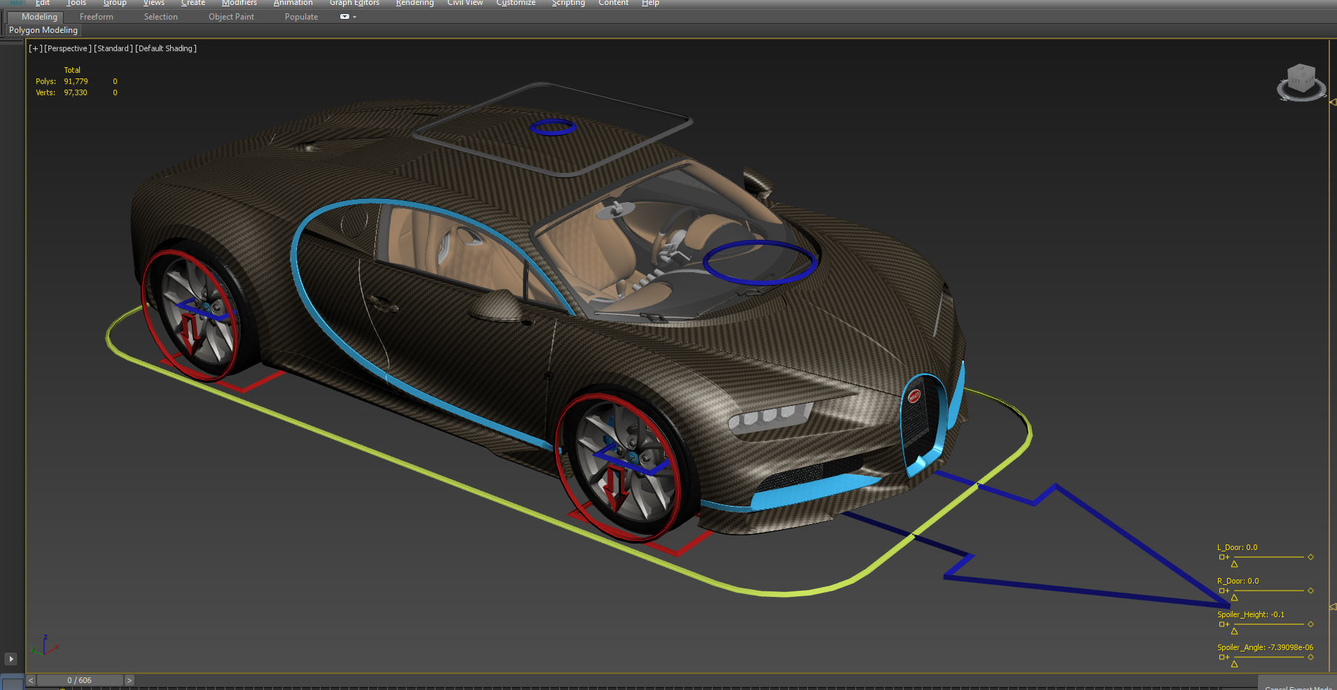 Bugatti Chiron Carbon Fiber Low-poly 3D model_18