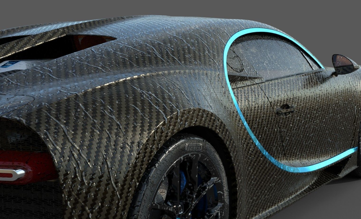Bugatti Chiron Carbon Fiber Low-poly 3D model_6
