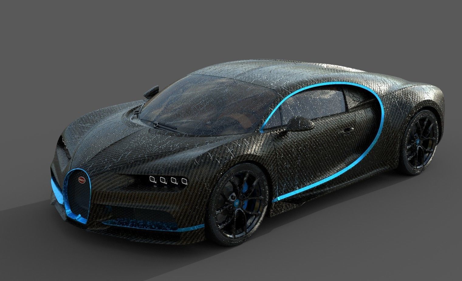 Bugatti Chiron Carbon Fiber Low-poly 3D model_4