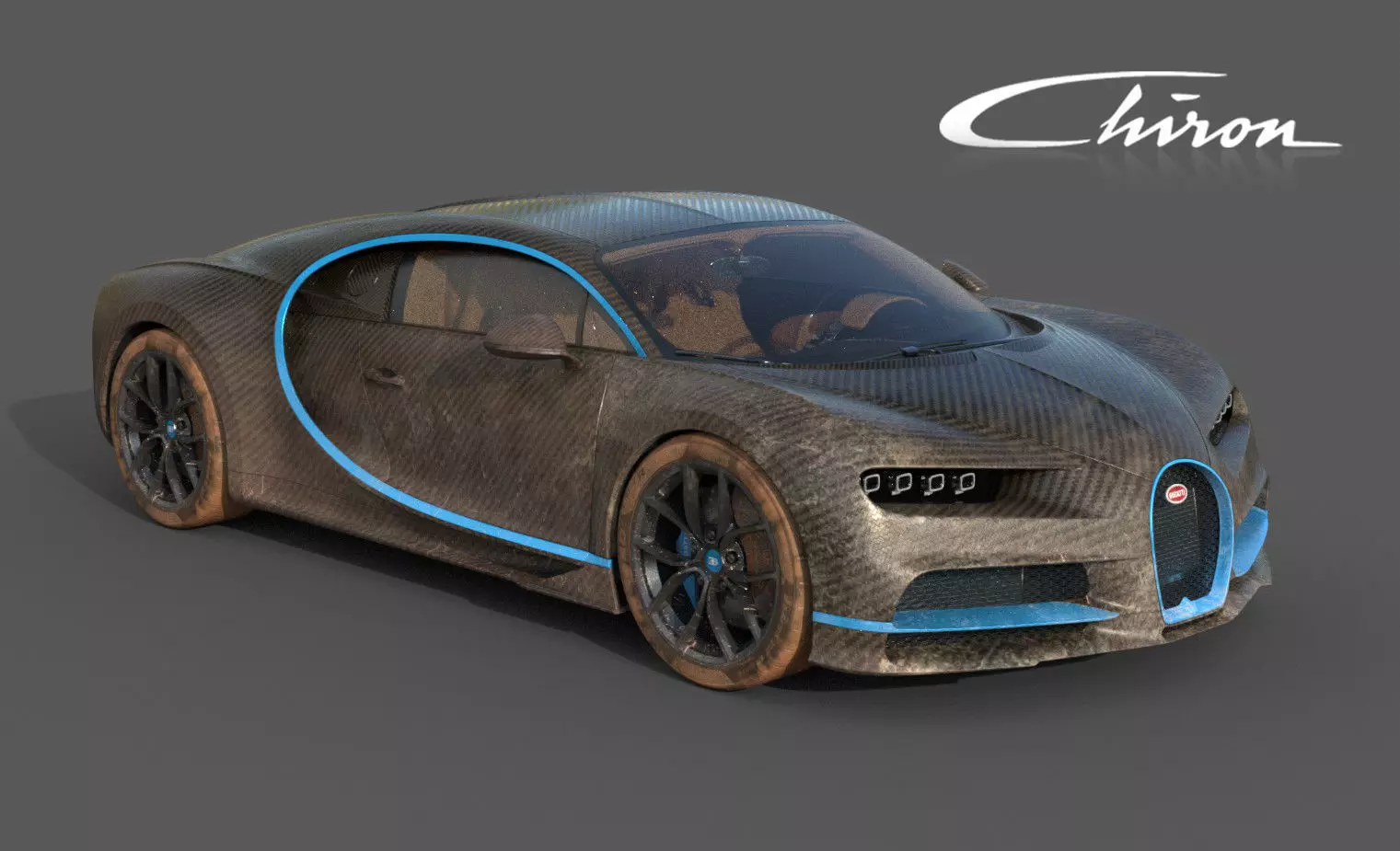 Bugatti Chiron Carbon Fiber Low-poly 3D model_0
