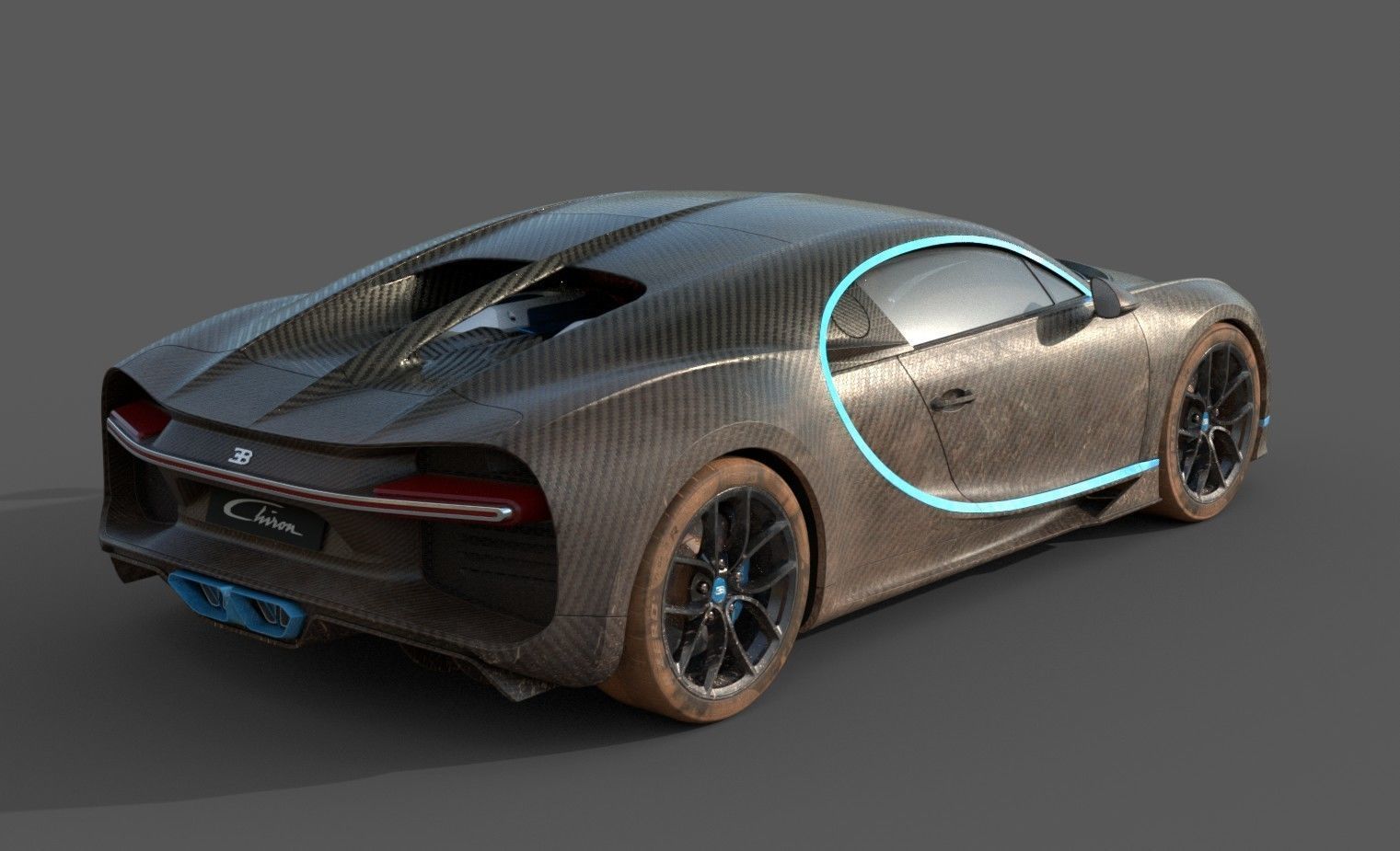 Bugatti Chiron Carbon Fiber Low-poly 3D model_15