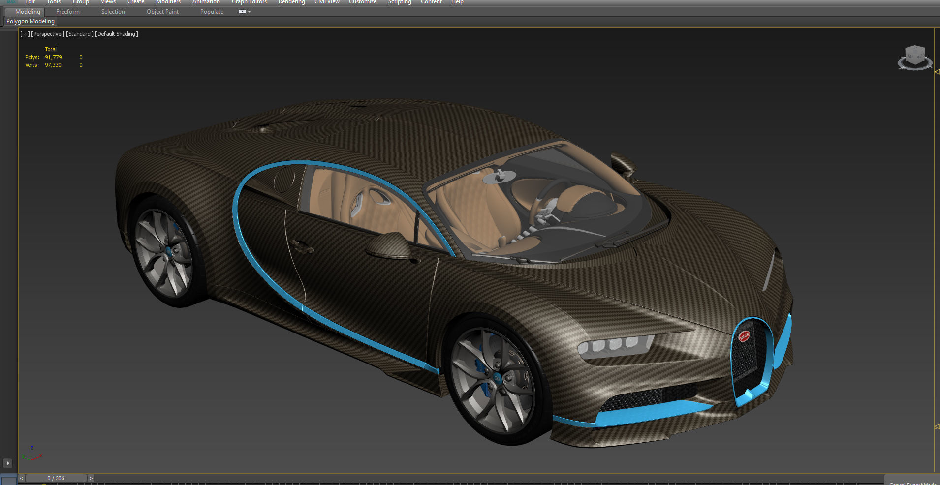 Bugatti Chiron Carbon Fiber Low-poly 3D model_17