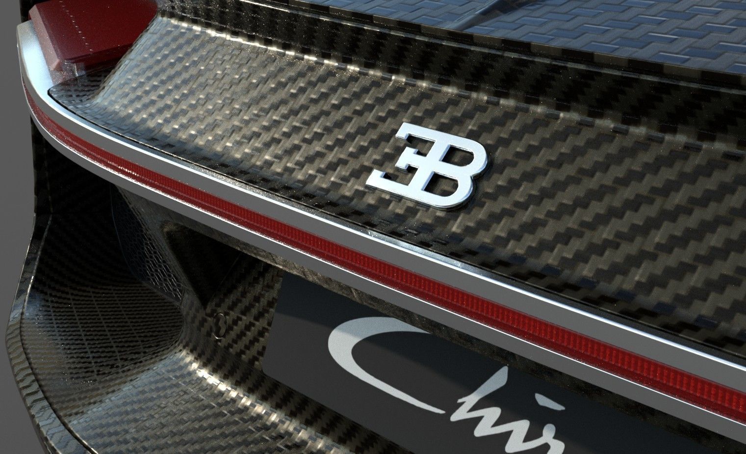 Bugatti Chiron Carbon Fiber Low-poly 3D model_13