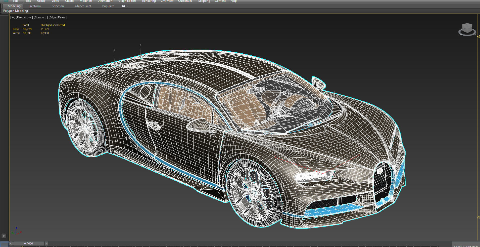 Bugatti Chiron Carbon Fiber Low-poly 3D model_19