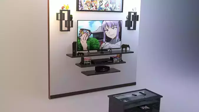 FLOATING SHELVES ENTERTAINMENT STAND