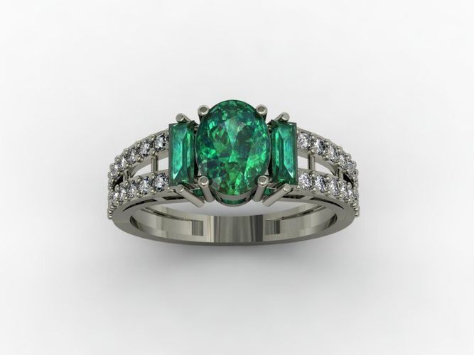 3 Stone Ring 3D print model