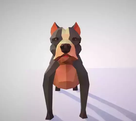 Pitbull polygonal dog 3D model