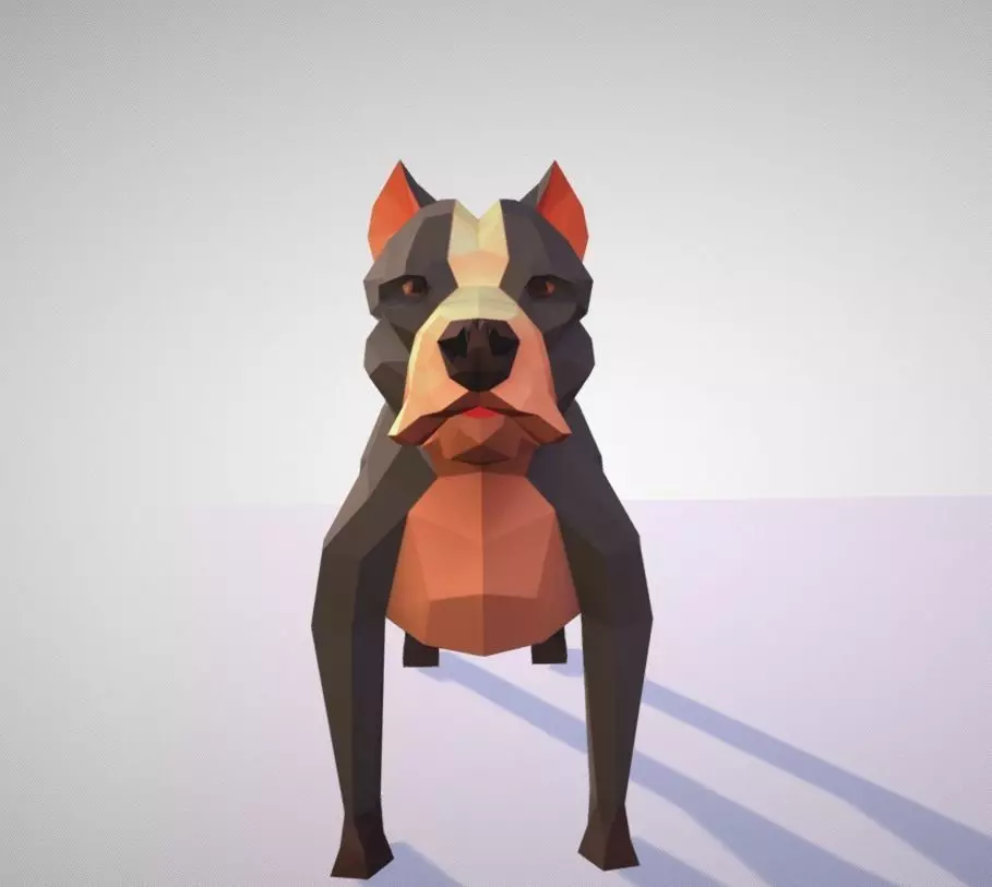 Pitbull polygonal dog 3D model_0