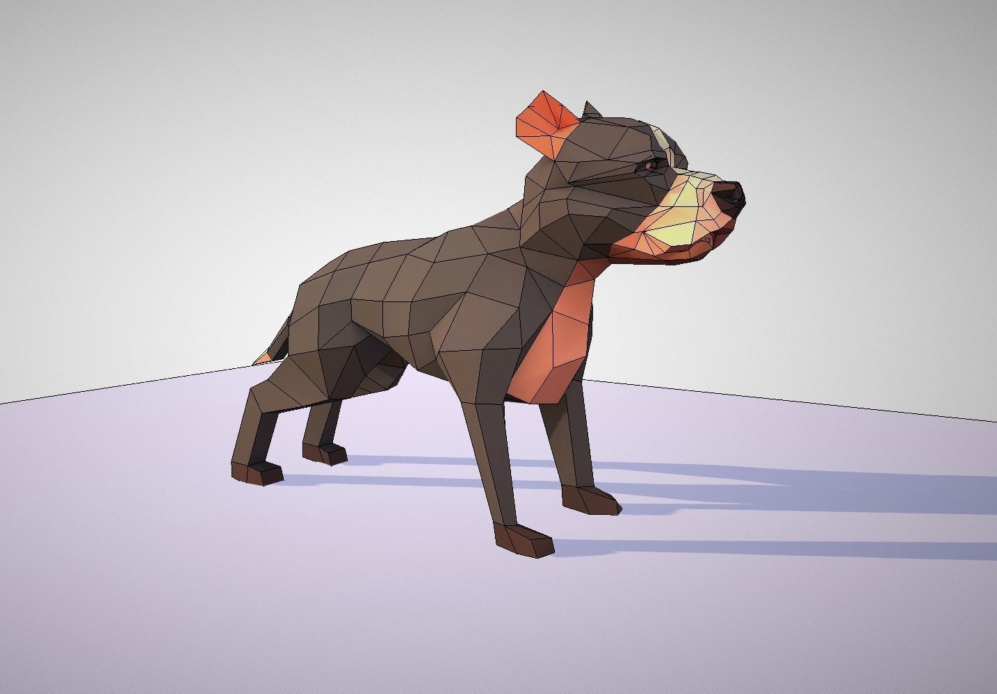 Pitbull polygonal dog 3D model_10
