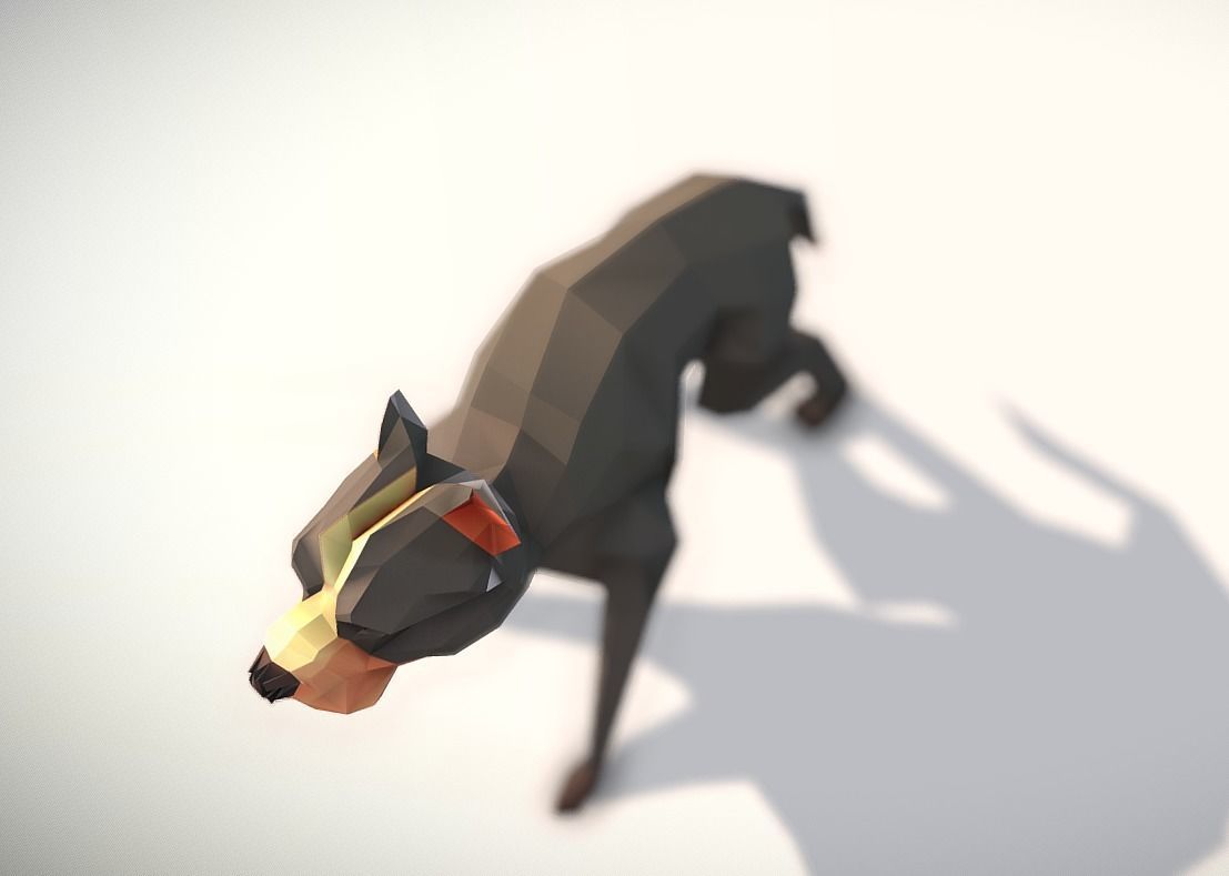 Pitbull polygonal dog 3D model_3
