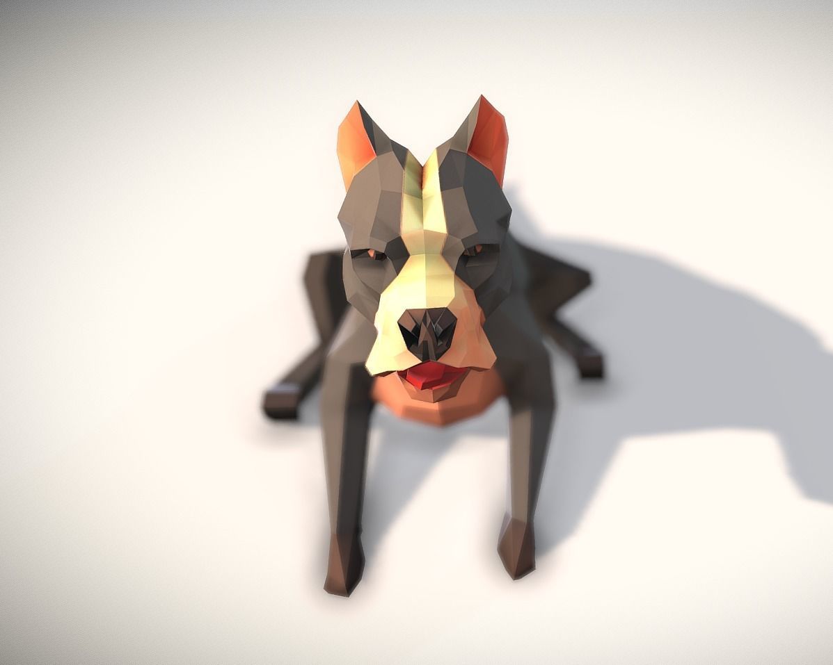 Pitbull polygonal dog 3D model_4