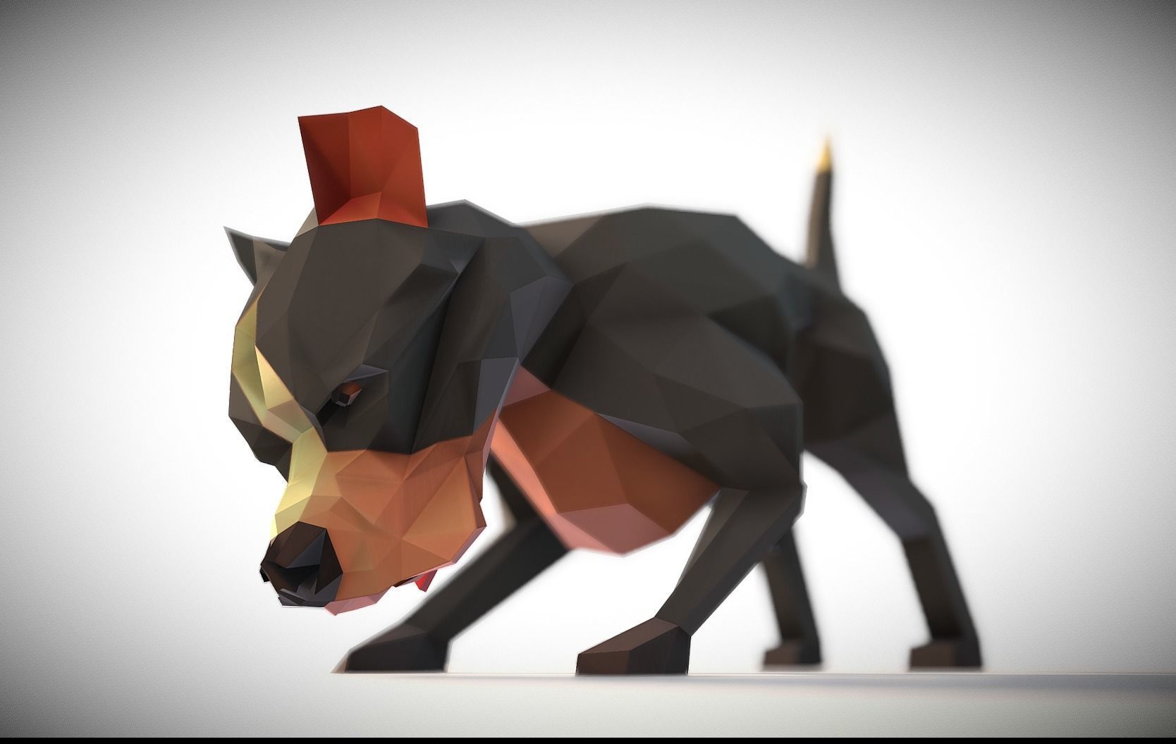 Pitbull polygonal dog 3D model_2