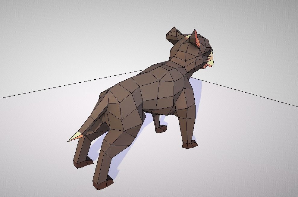 Pitbull polygonal dog 3D model_11