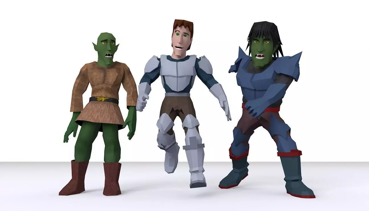 Low-Poly Fantasy Hero and Orcs Low-poly 3D model_0