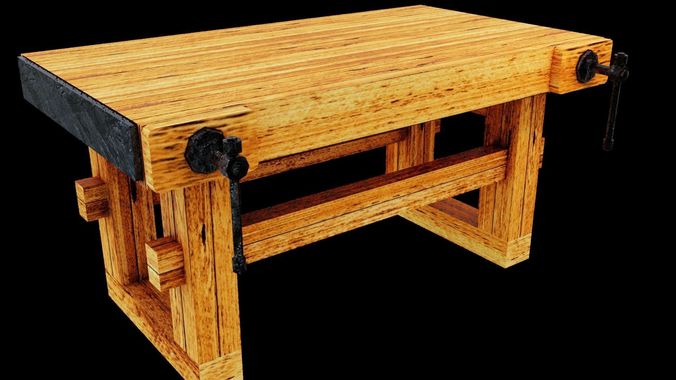 Workbench with Vises Low-poly 3D model