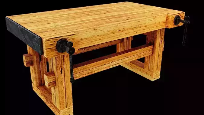 Workbench with Vises Low-poly 3D model