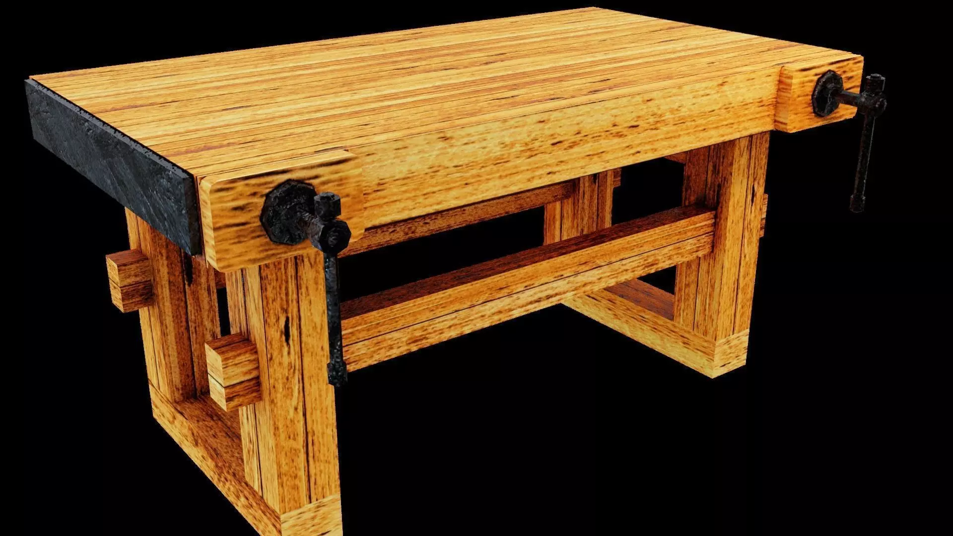 Workbench with Vises Low-poly 3D model_0