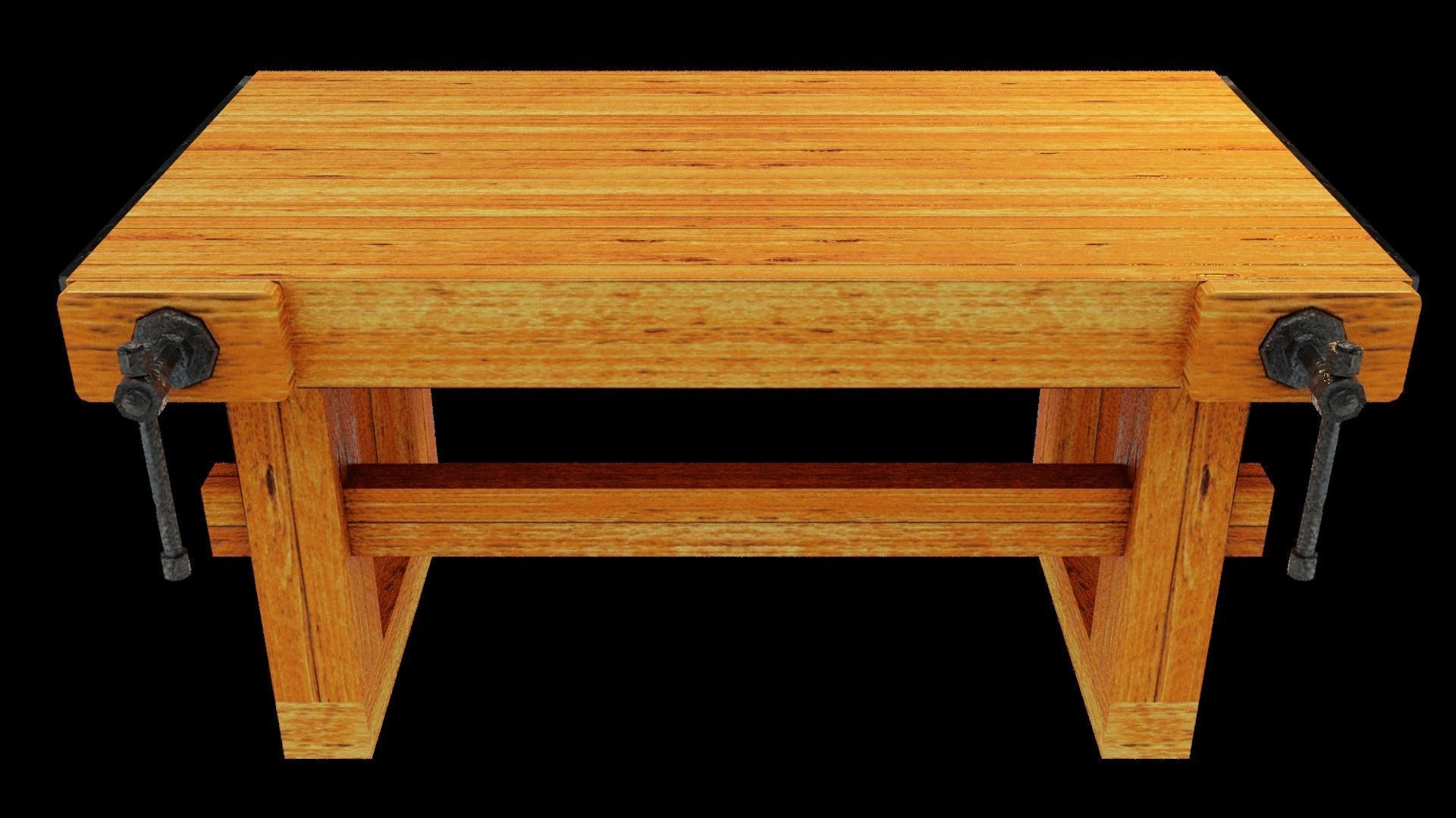 Workbench with Vises Low-poly 3D model_2