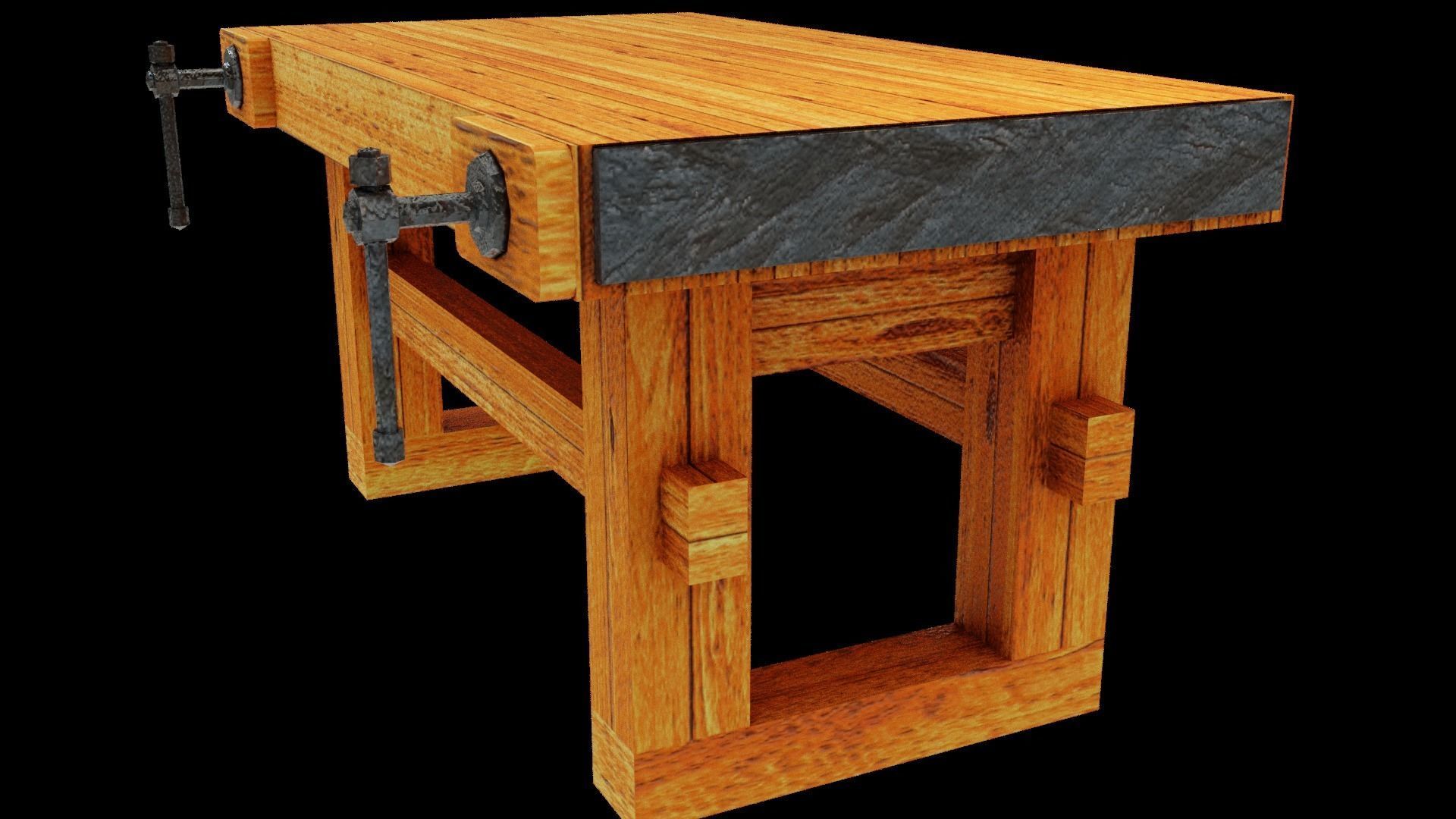 Workbench with Vises Low-poly 3D model_3