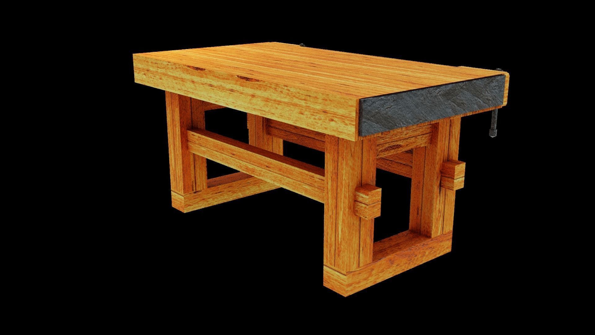 Workbench with Vises Low-poly 3D model_1