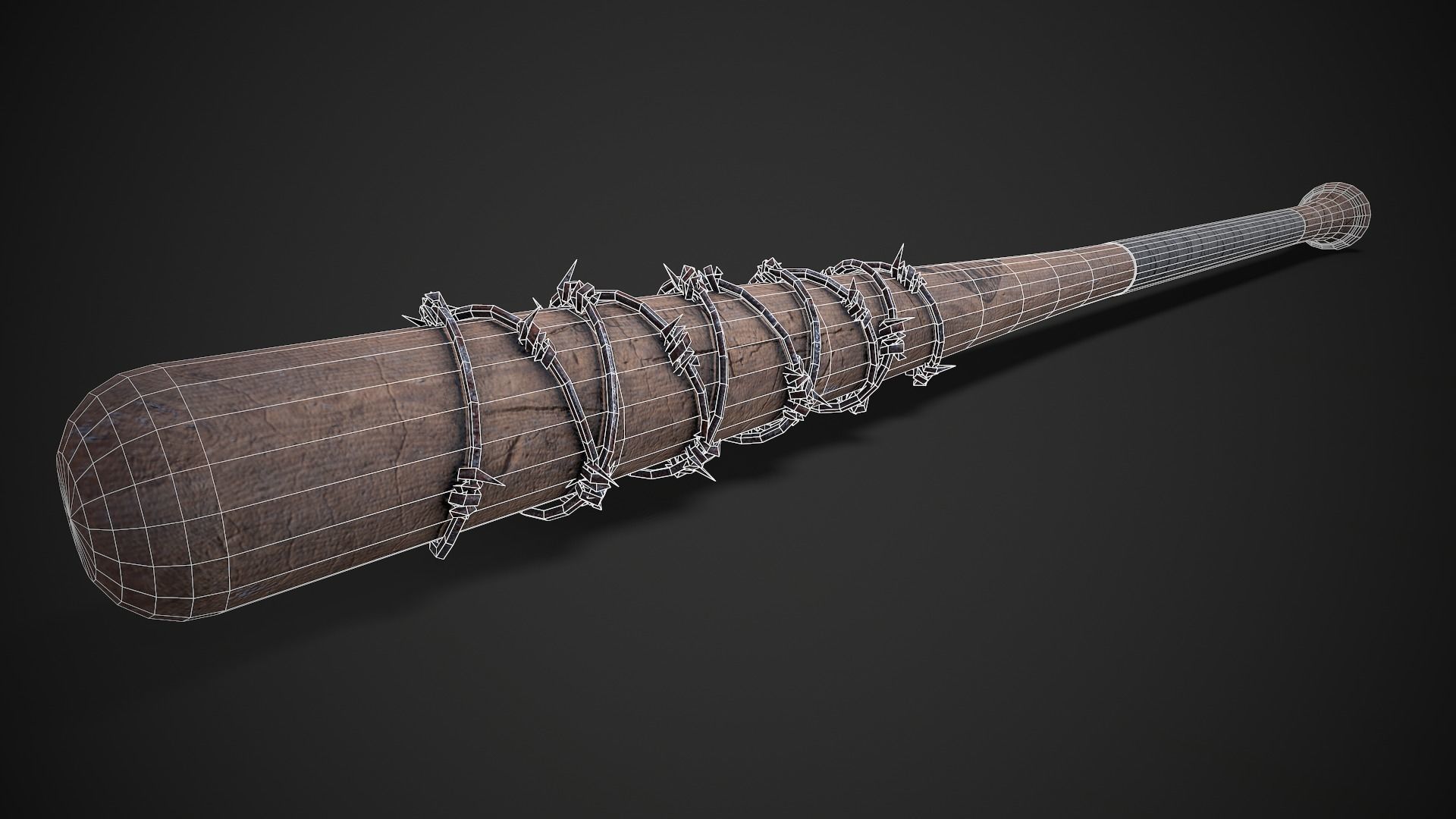 Barbwired Baseball Bat Low-poly 3D model_3