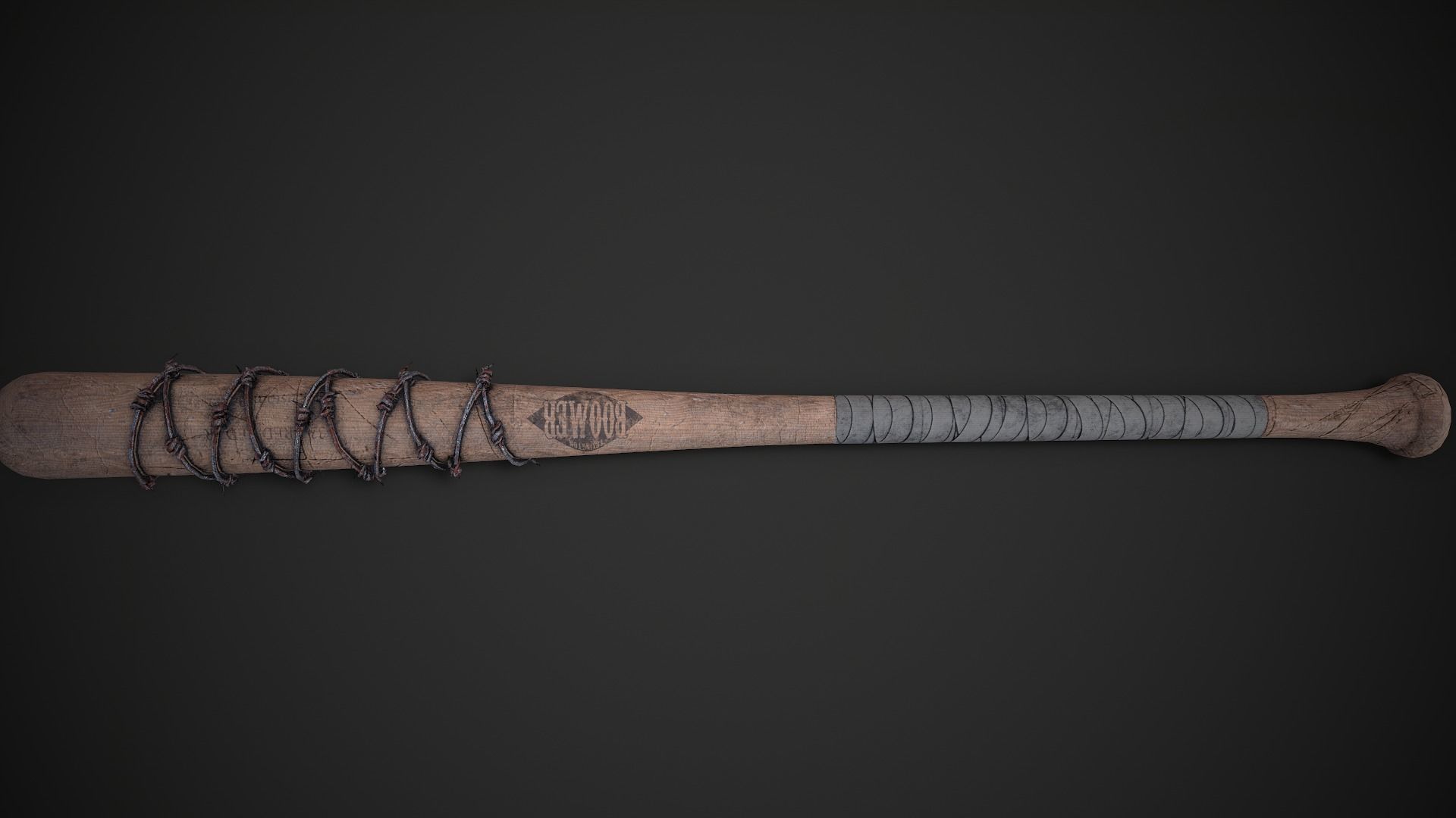 Barbwired Baseball Bat Low-poly 3D model_4