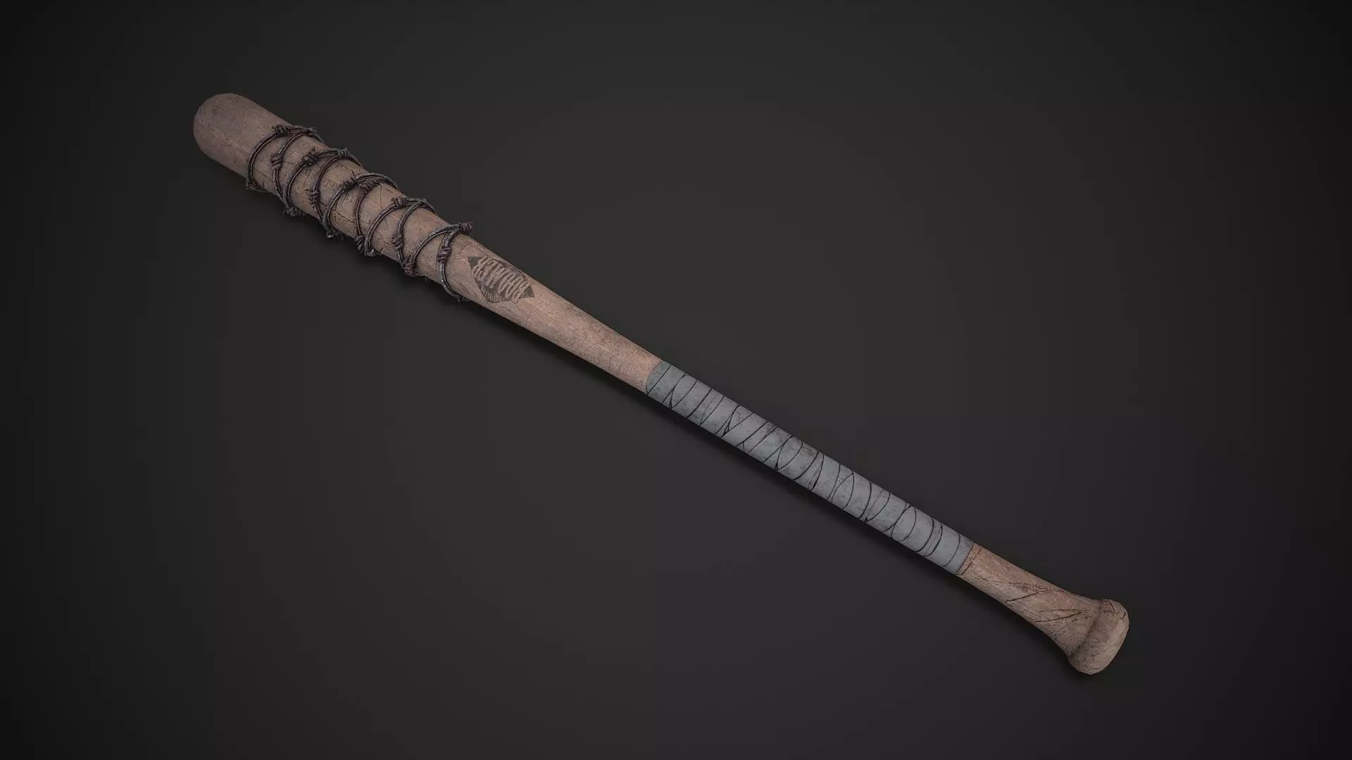 Barbwired Baseball Bat Low-poly 3D model_0