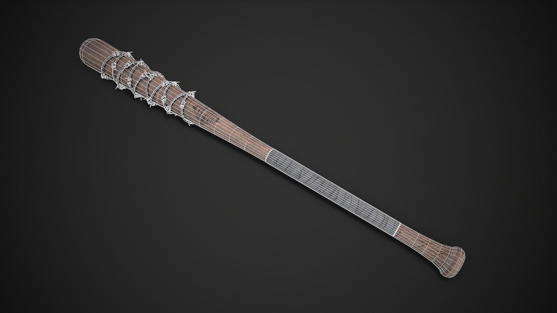Barbwired Baseball Bat Low-poly 3D model_1