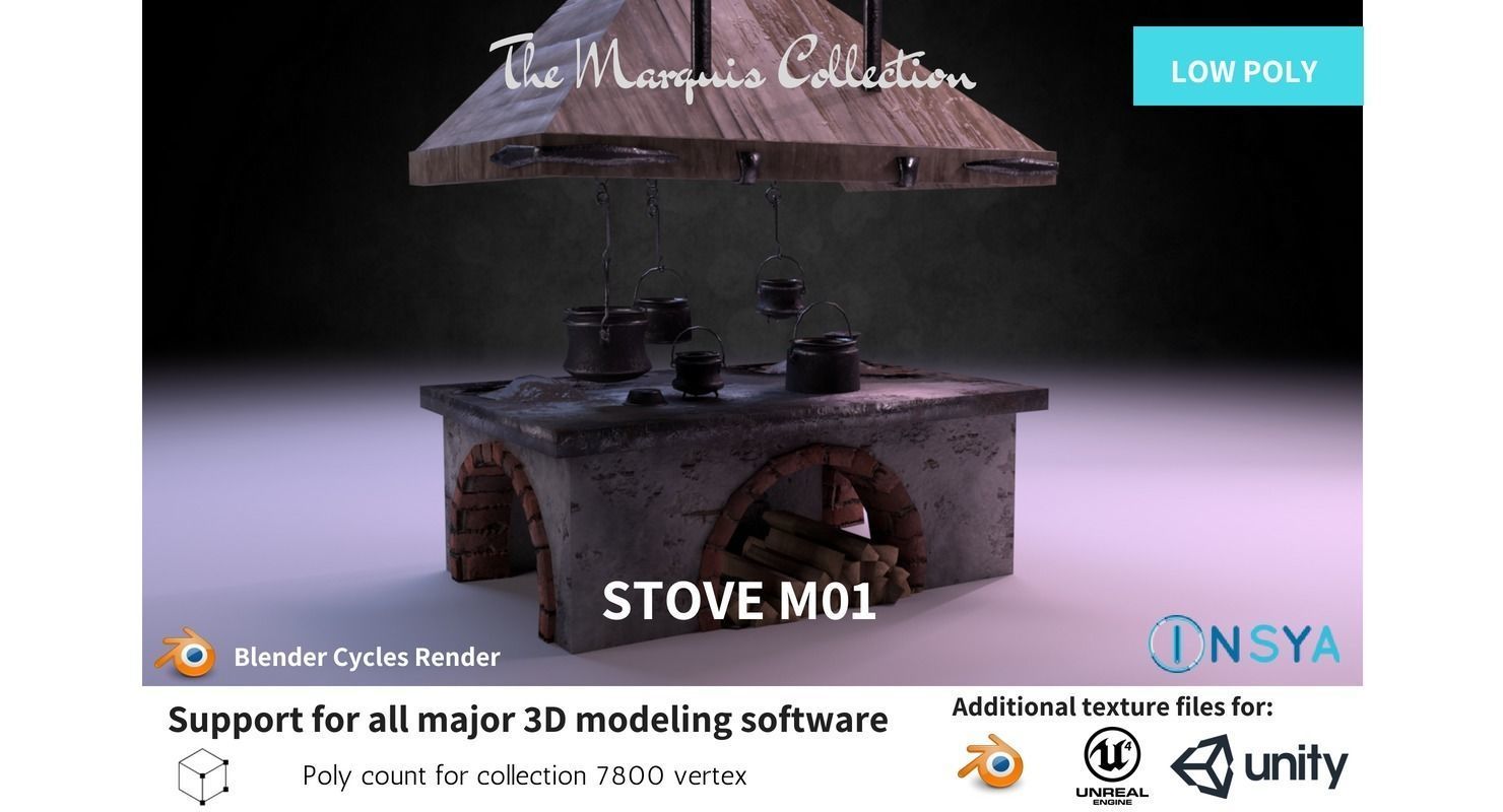 Classic Stove - The Marquis Collection Low-poly 3D model_1
