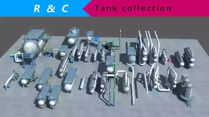 industry tanks  Low-poly 3D model