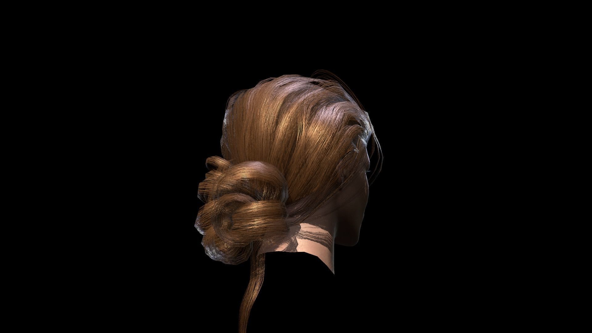 Hair red bung Low-poly 3D model_2
