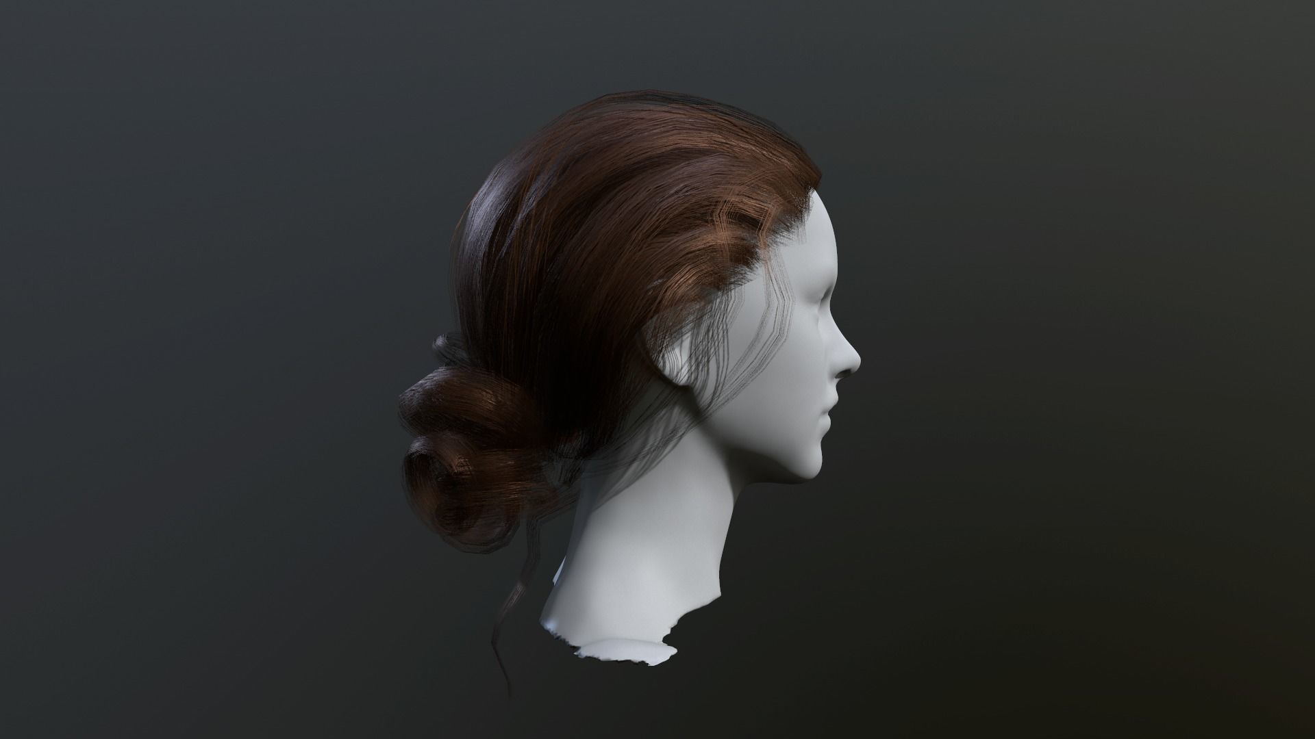 Hair red bung Low-poly 3D model_5