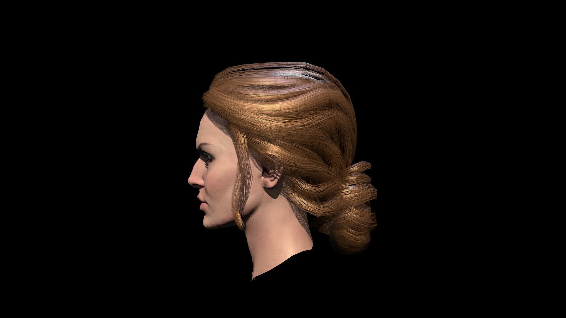 Hair red bung Low-poly 3D model_1