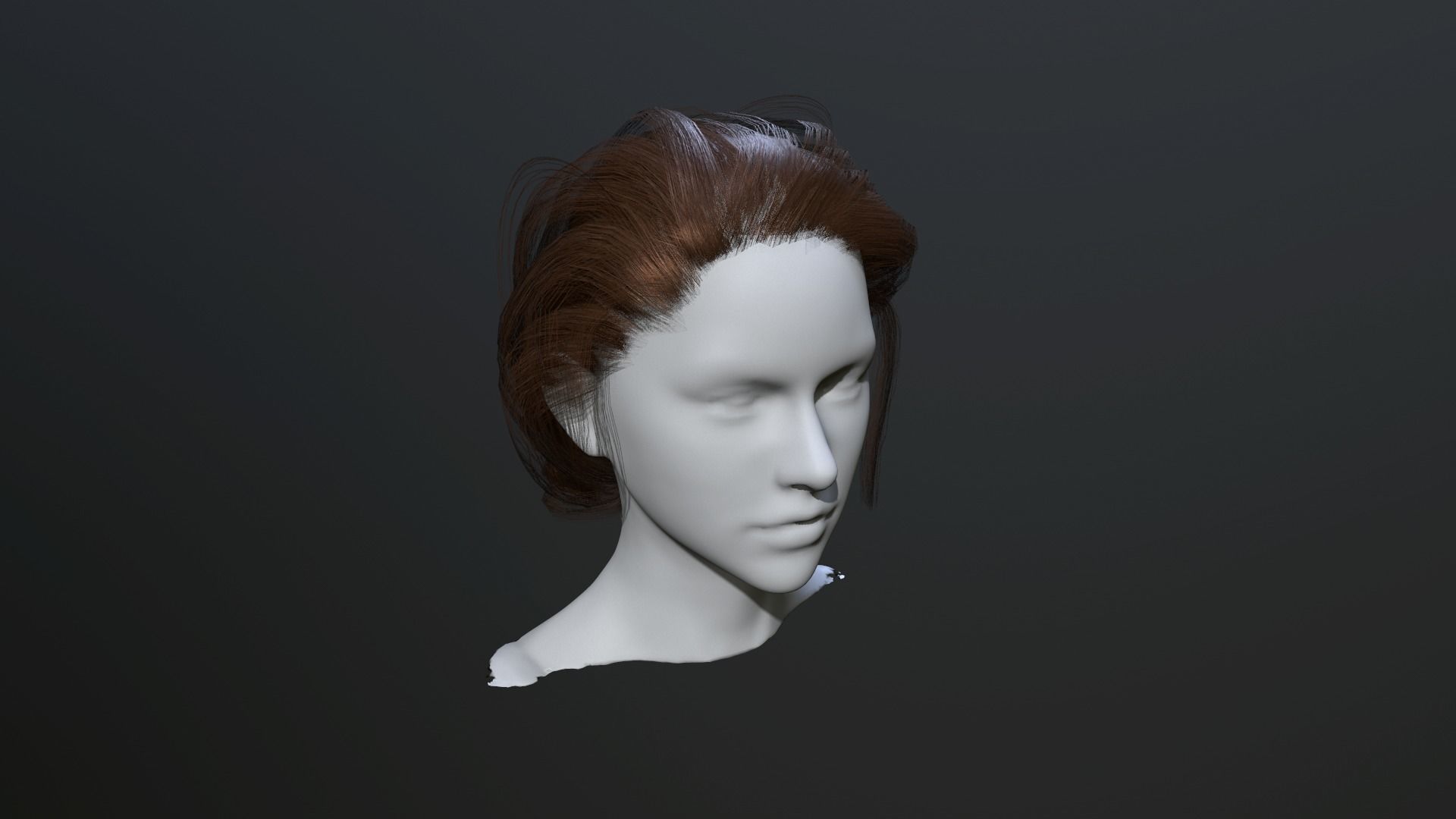 Hair red bung Low-poly 3D model_4