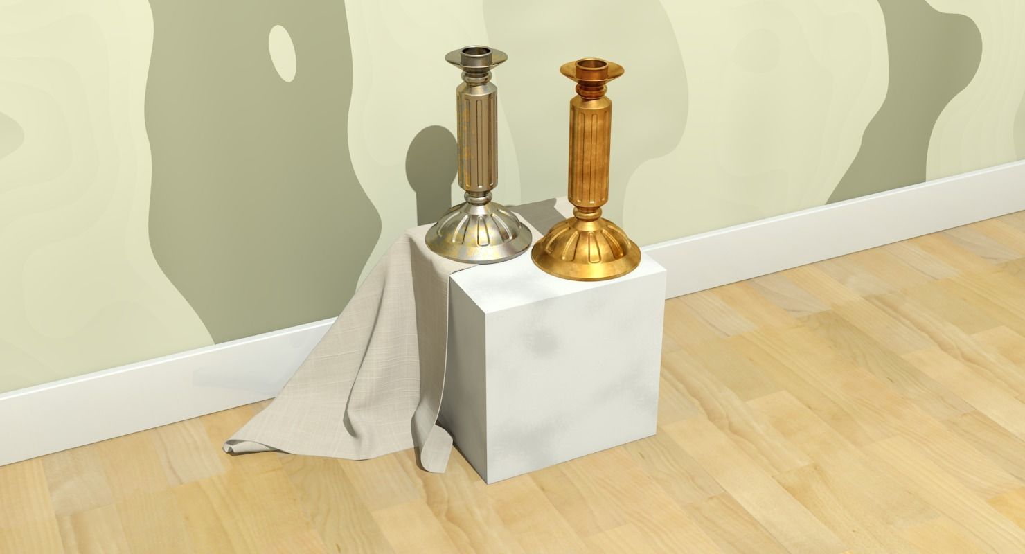 Candlestick metal Low-poly 3D model_14