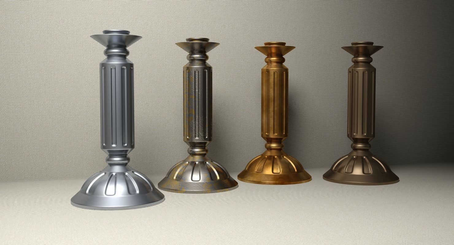Candlestick metal Low-poly 3D model_17