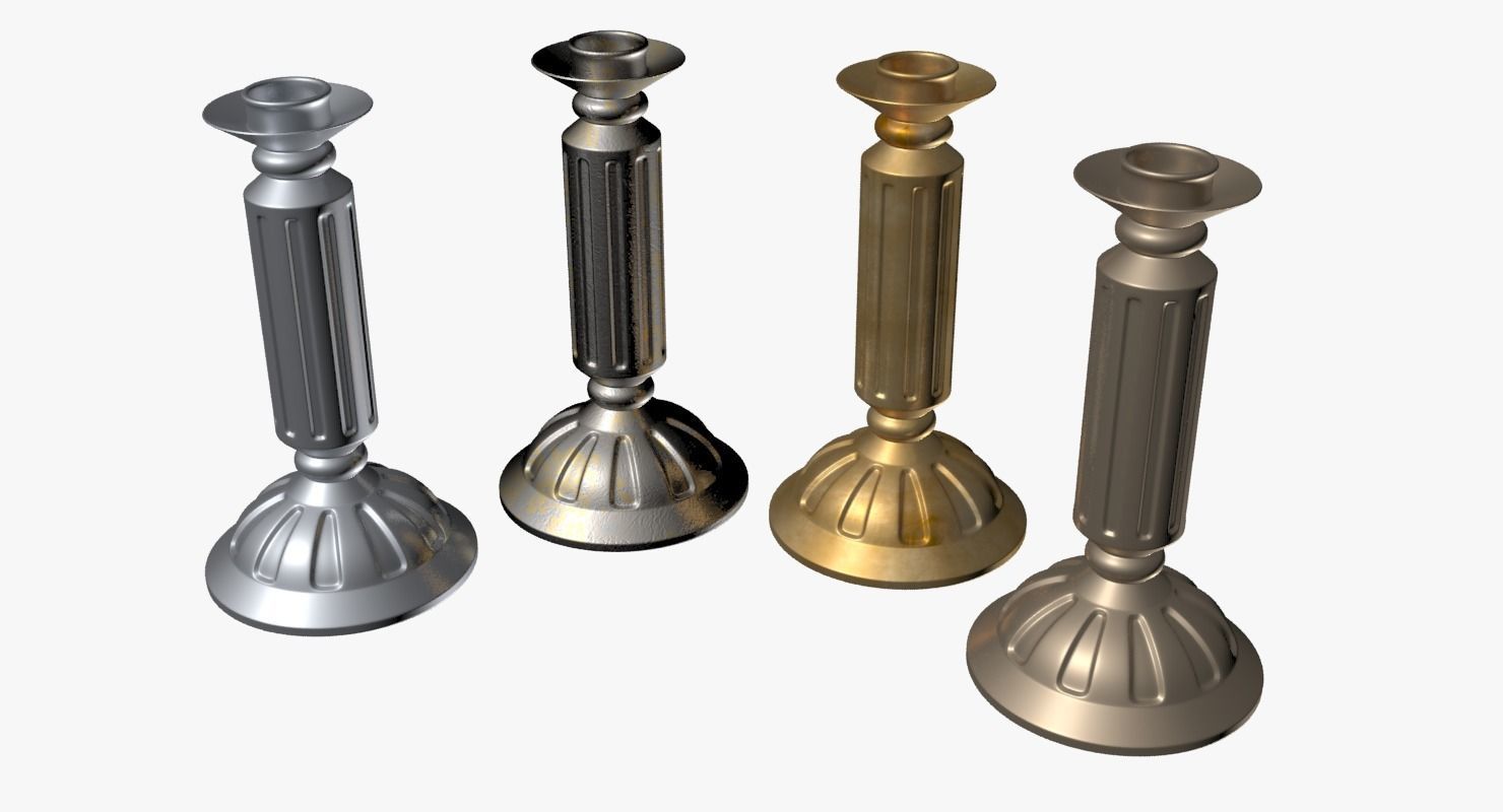 Candlestick metal Low-poly 3D model_5