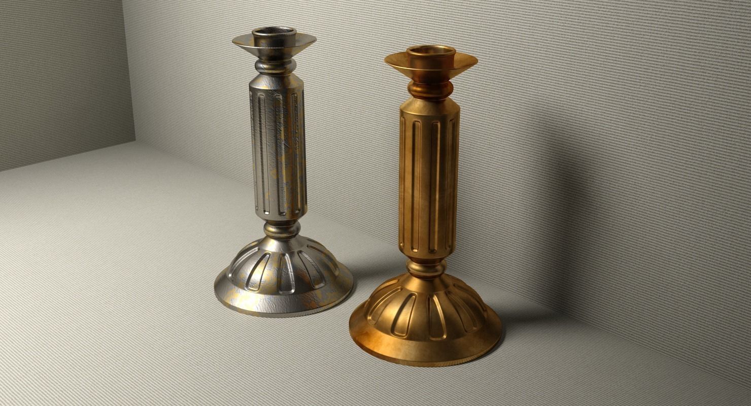 Candlestick metal Low-poly 3D model_16