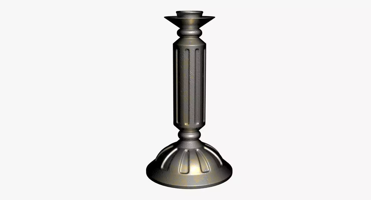 Candlestick metal Low-poly 3D model_0