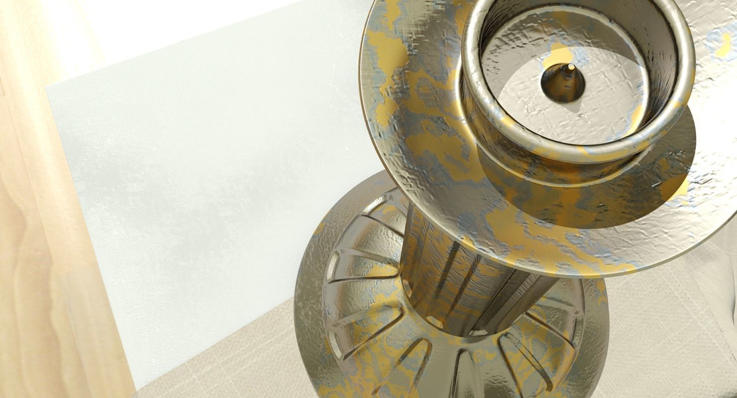 Candlestick metal Low-poly 3D model_15