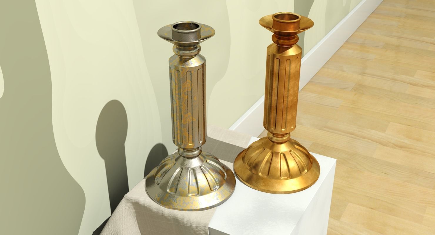 Candlestick metal Low-poly 3D model_13