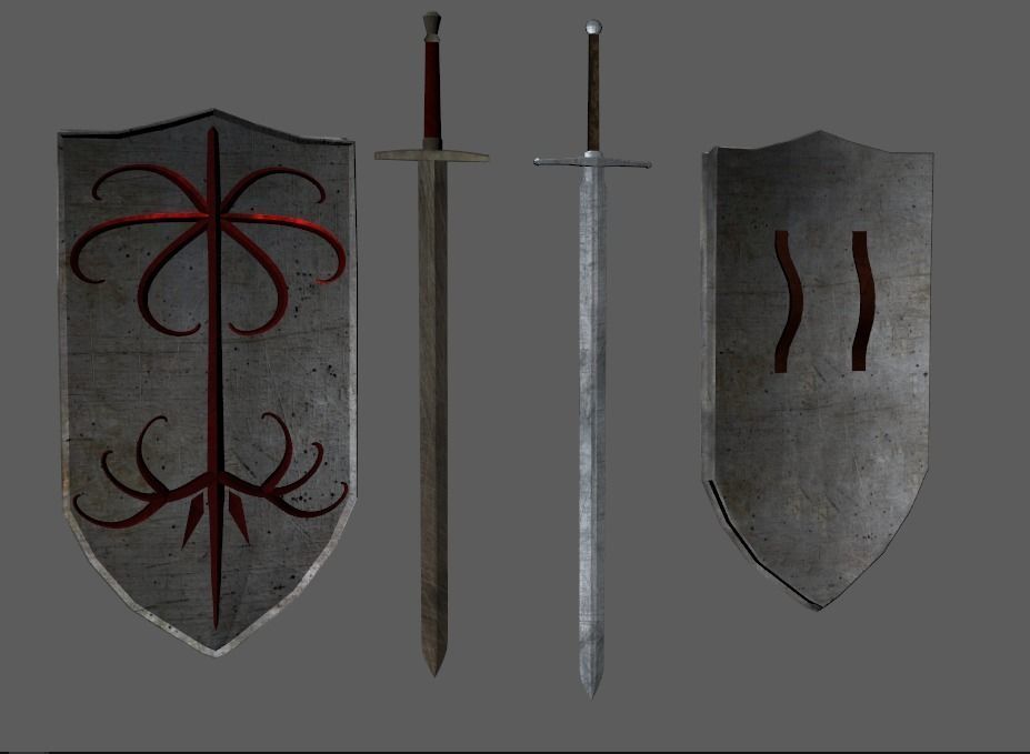 Lowpoly Medieval Weapon Pack 3D model_2