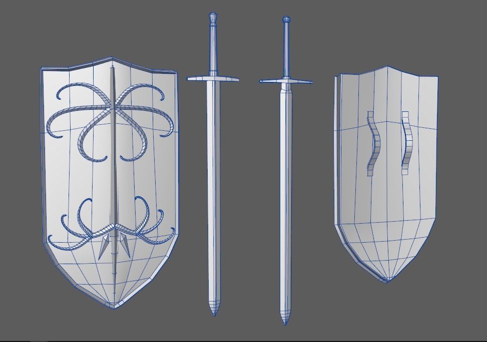 Lowpoly Medieval Weapon Pack 3D model_5