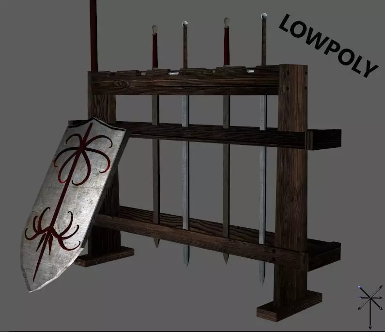 Lowpoly Medieval Weapon Pack 3D model_0