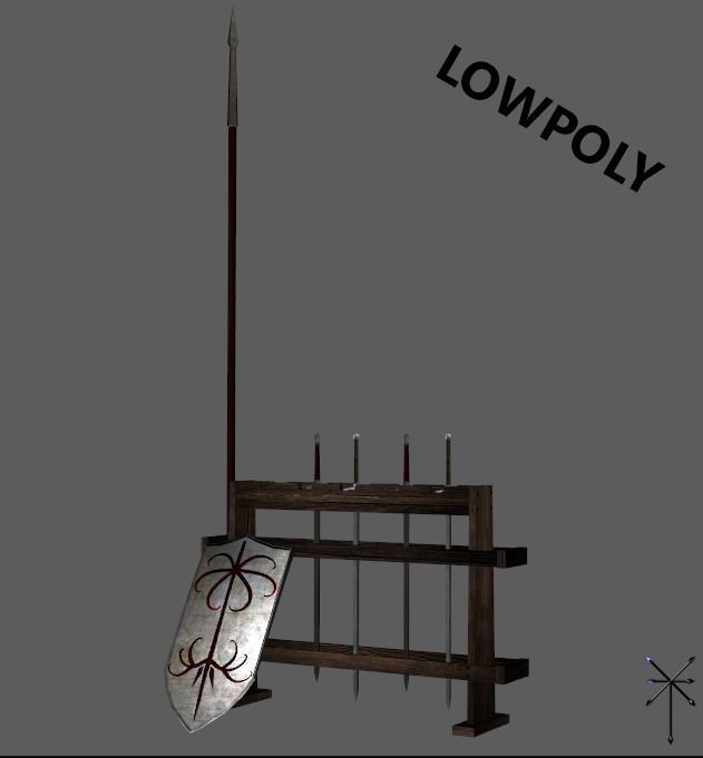 Lowpoly Medieval Weapon Pack 3D model_1