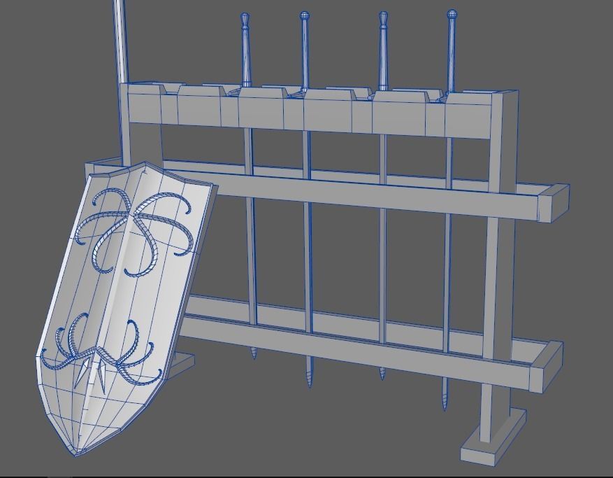 Lowpoly Medieval Weapon Pack 3D model_4