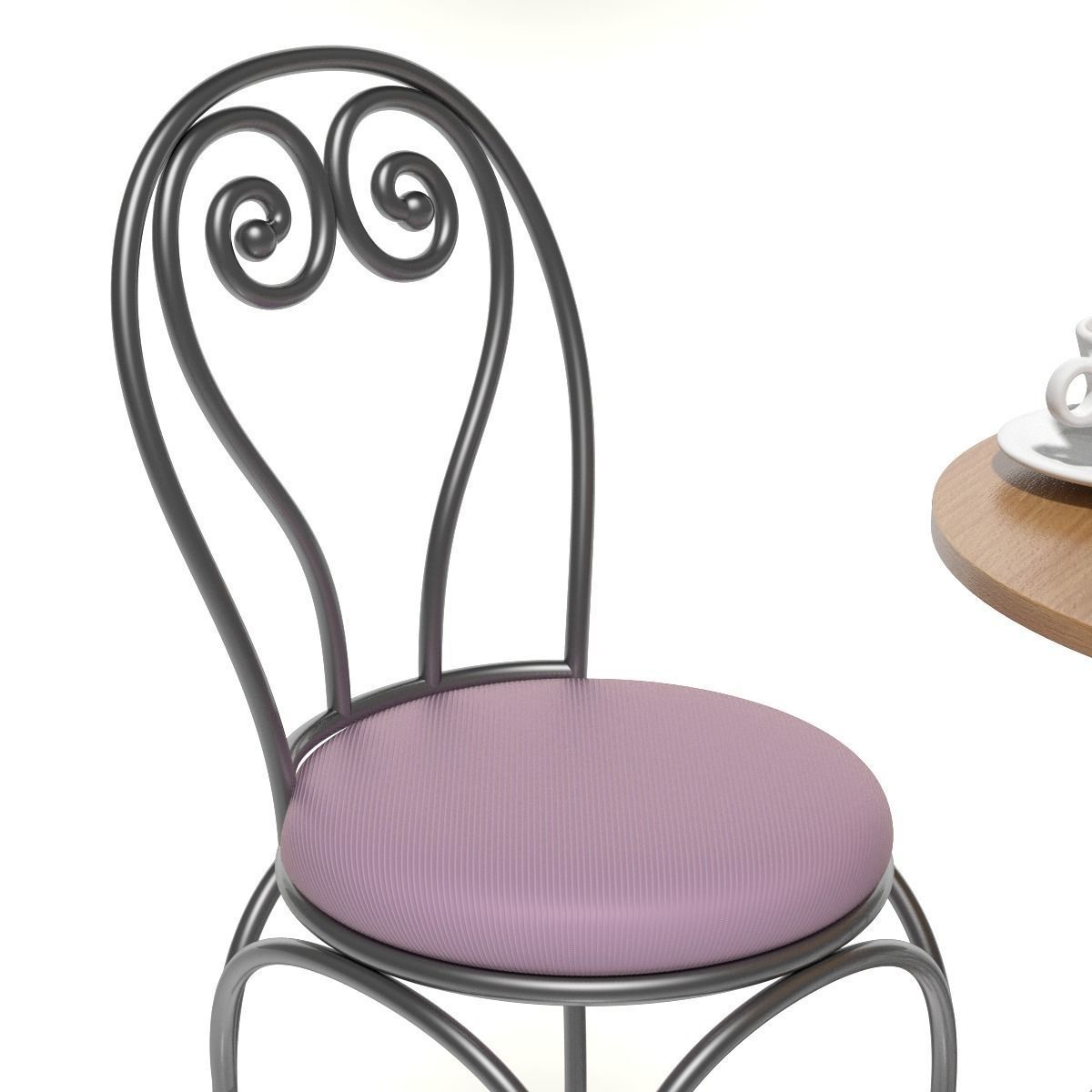 French Sidewalk Cafe Table with Chairs 3D model_9