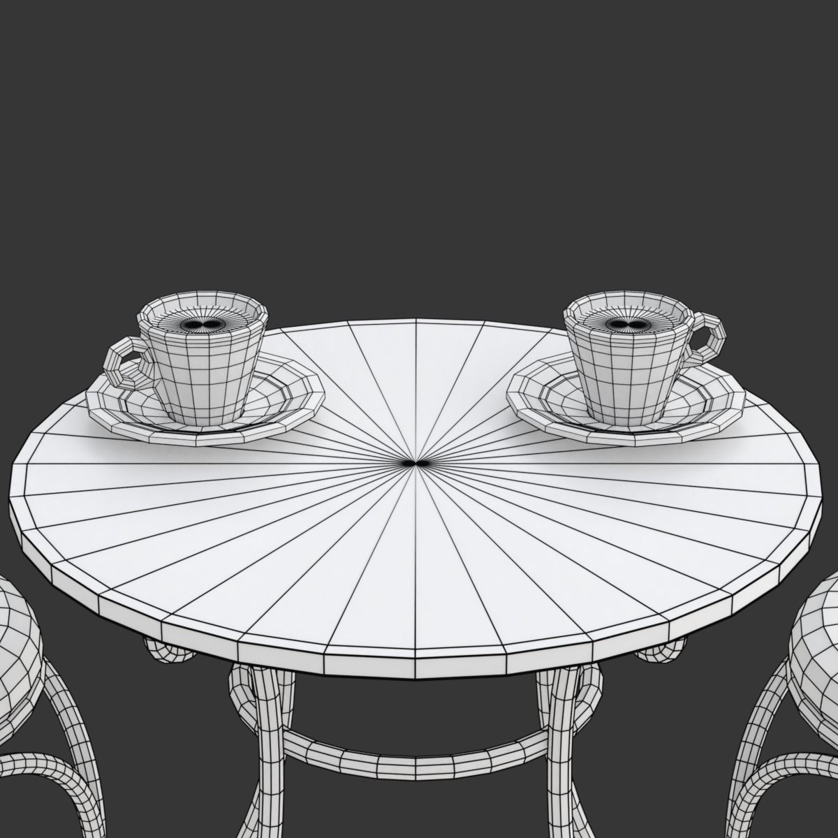 French Sidewalk Cafe Table with Chairs 3D model_30