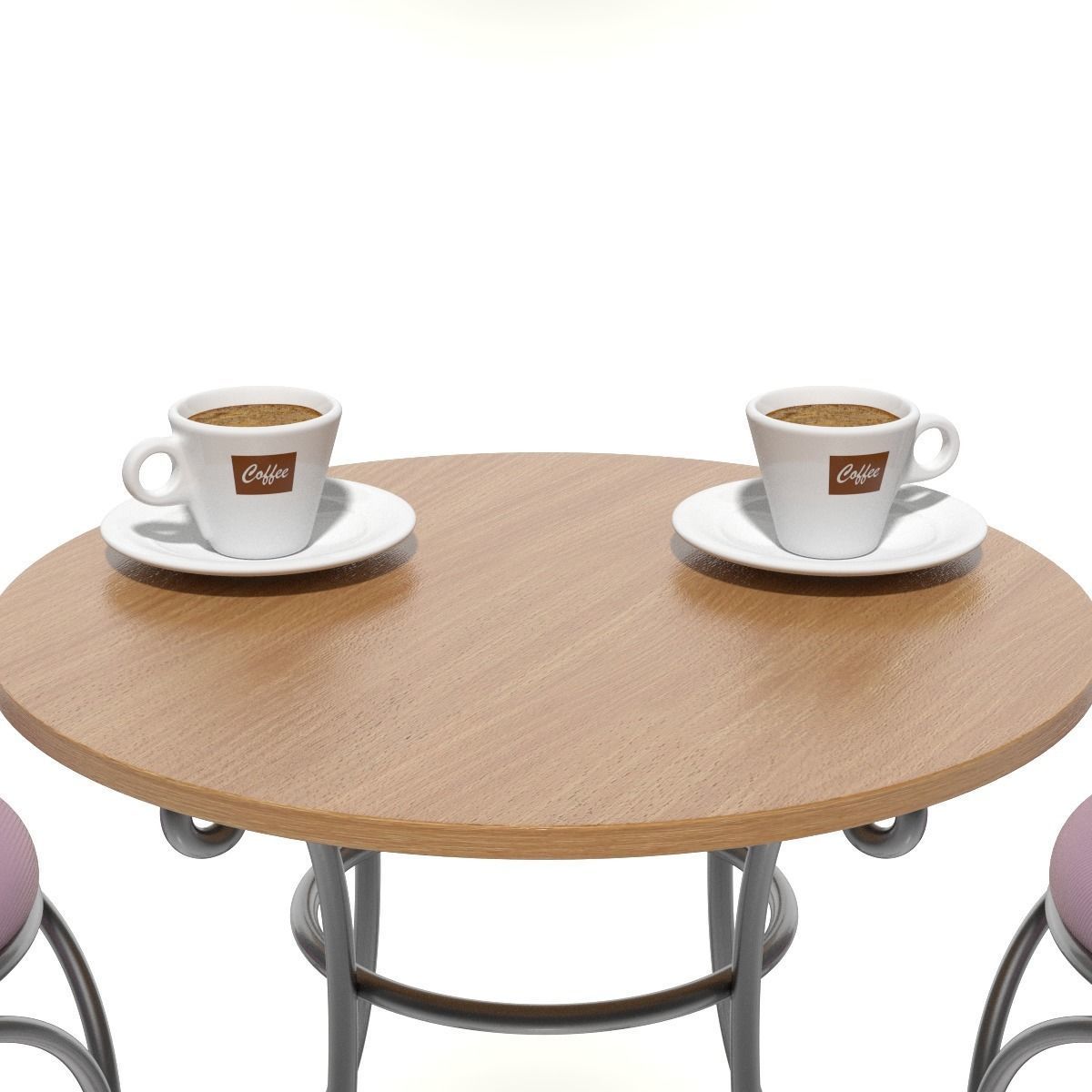 French Sidewalk Cafe Table with Chairs 3D model_4