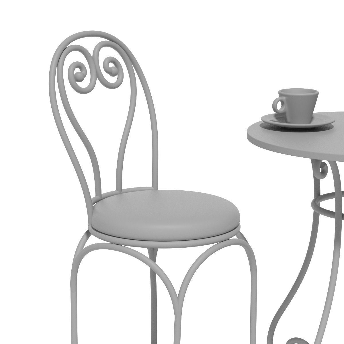 French Sidewalk Cafe Table with Chairs 3D model_15